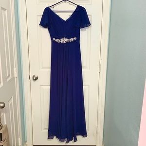 Royal Blue Maxi Formal Dress with Crystals Prom